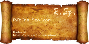 Róna Szofron névjegykártya